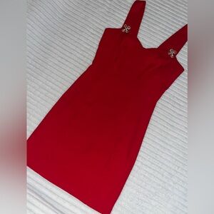 Vintage CDC 90s Red Rhinestone Mini Dress Women’s Size 6 Y2K